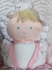 Vintage Kids Gifts Pastel Pink White Polka Dot Plush Baby Girl Doll Lovey Eden