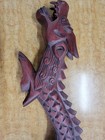 Vintage Chinese Water Dragon Statue Red Wood Carved  38  Long X 8  Tall 