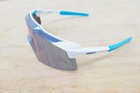 100  Aerocraft Cycling Sunglasses White blue W  Silver Hiper Lens