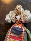 Vintage Hand Painted Cloth  Porcelain Girl Doll Dollhouse Miniature Doll 5 In