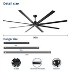 96 Inch Industrial Dc Motor Ceiling Fan No Light 8 Reversible Blades Garage shop
