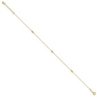 Real 14k Yellow Gold Mirror Beads 3-station Anklet 9-10  Adjustable Men Women