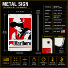 Vintage Rusted Marlboro Cowboy Heavy Metal Sign     40  60 Cm  15 7   23 6  