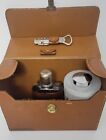 Vintage Bar Set Travel  Glass Flask Shaker 4 Shot Glasses With Holder Bottle    