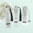 Metal Bookmark Set 3 Piece Gothic Bat Moon Quote Designs With Tassels Reading