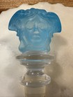 Versace By Rosenthal Frosted Medusa  Bottle Stopper- Vintage Aqua Blue