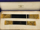 Y4118 Kougai  Hair Dressing Tools Makie Pair Set Box Japan Antique Kimono