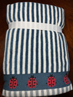 Kassatex  Kassa Decor Hand Towels  2  Ladybugs Navy Stripes 100  Cotton   Nip