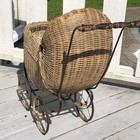 Antique Wicker metal Babydoll Carriage Baby Buggy Doll Pram Toy Heywood Brothers