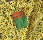 Vintage Yellow Floral Print Cotton Full Apron Home Made Sz Xl