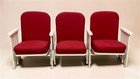 3 Theater Seats  Vintage Red Upholstered Tip-up Cinema Auditorium Seating  A10