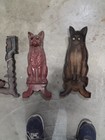 Vtg Antique Andirons 17  Cast Iron Cats Original Red Orange Fireplace Need Repai