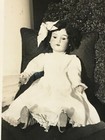 1940 s Vintage Photograph Photo  Antique Doll In Chair Black White Glossy 3 x4 