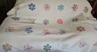 Antique Vintage Handmade Flower Hand Sewn Quilt      Measures 82  X 70  