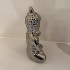 Silver Tone Buddha Statue Figurine Meditating Sculpture Buddhist