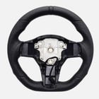 For Tesla Model 3   Model Y Heated Black Ring Sport Leather Steering Wheel    
