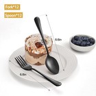 Black Stainless Steel 24pc Silverware Set 12 Forks 12 Spoons Dishwasher Safe