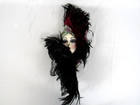 Unique Creations Wall Mask Lady Face Signed Numbered Feathers Decor