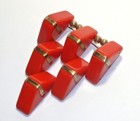 Lg Vtg Art Deco Cascading Hinged Pyramids Cherry Red Bakelite Brooch Pin
