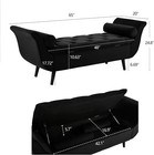 Modern Velvet Upholstered End Of Bed Bench Storage Ottoman Seat With Rolled Arms