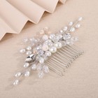Silver Rhinestone Wedding Pearl Hair Comb Bridal Crystal Headpiece Pearl And    