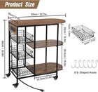 Kitchen Microwave Cart Bakers Rack With 3 Pull-out Storage Basket