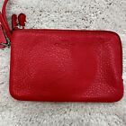 Coach F66505 Pebble Leather Double Corner Zip Wristlet Sv bright Red