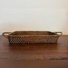 Set Of Three Wicker Serving Trays Baskets Oval  Rectangular  Circle