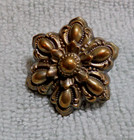 Vintage Antique Metal Picture Button Flower
