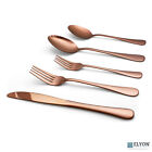 20 Piece Rose Gold Copper Flatware Cutlery Set Reflective Stainless Steel