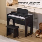 37key Wood Kids Digital Piano Keyboard Toddler Toy W stool stickers cover black 