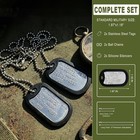 Stainless Steel Military Dog Tags  Complete 1 97 X 0 1 X 1 18 Inches  Silver