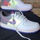 Nike Force 1 Boys Low Top Lace-up Sneakers Colorblock Gray white green Us 3
