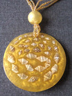 Vintage Inlaid Miniature Shells Golden Resin Medallion Beaded Strap Necklace