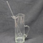 Vintage 11  Tall Glass Martini cocktail Pitcher With Glass Stirrer