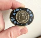Vintage Mexico Silver   Turquoise Mayan Hinged Pill Box Mint Box