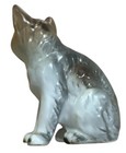 Vintage White   Grey Striped Cat Figurine