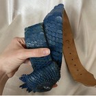 Vintage 1970s 1980s Blue Parrot Quetzal Bird Leather Belt 