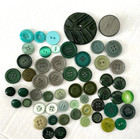 Vintage Buttons Mixed Green Shades Two   Four Hole Lot Of 50  Variety Sizes