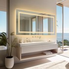 Wall Led Mirror For Bathroom 60x31 Inch Backlit  front Lighted Anti-fog Dimmable