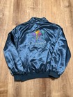 Mirage Las Vegas Casino Vintage 80s Satin Bomber Jacket Blue Palms Size Xl