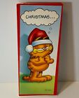 Vtg Gibson Garfield Christmas Card Tall Tri-fold Huge Present Inside