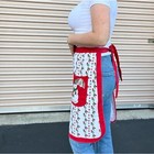 Vintage Christmas Half Apron  Snowman  Pockets  100  Cotton  Holly  Snowflakes