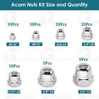 120pcs Unc Hex Acorn Cap Nuts Assortment Kit  6  8  10 - 1 2  A2 Stainless Steel