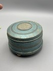 Vintage Italian Powder Puff Music Box Swiss Movement Blue Metal Working