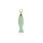 Amazonite Fish Pendant Carved Gemstone With Emerald Quartz Eye Necklace Charm
