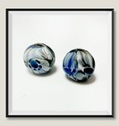 Rare 2 Antique Venetian Swirl Feather Pattern African Trade Beads 15mm