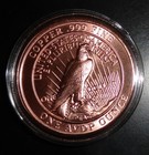 1 Oz  999 Fine Copper Round   Peace Dollar Secured In Capsule