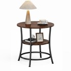 2 Tier Modern Round Side Table Livingroom Coffee Table with Wood Top metal Frame