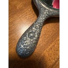 Antique Silver Plate Floral Scroll Hand Mirror Victorian